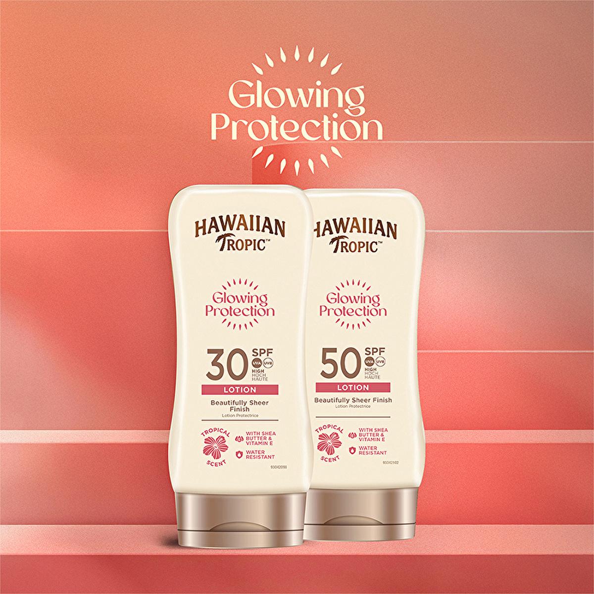 Hawaiian Tropic Glowing Protection SPF 50 Sunscreen Lotion - UVA/UVB, Vegan & Cruelty-Free, Moisturizing - 6.09 fl oz by Beauty Care Bag
