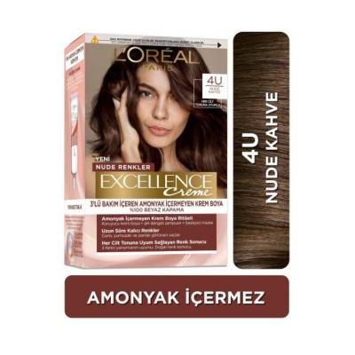 Loreal Paris Excellence Creme Nude Renkler Sa� Boyasõ - 4U Nude Kahve - Ammonia Free Hair Dye by Beauty Care Bag