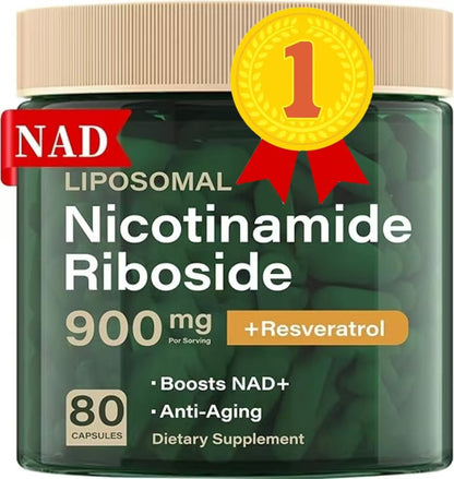 Liposomal Nicotinamide Riboside 900mg Resveratrol & Quercetin – NAD Supplement Plus for Anti Aging, Cellular Energy & Improve Health- 80 Capsules by KARONDA RENE LEWIS
