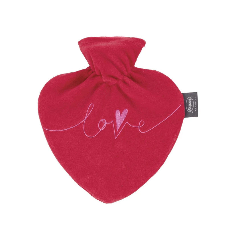 Fashy Heart Hot Water Bottle with Cozy Fleece Cover by Beauty Care Bag