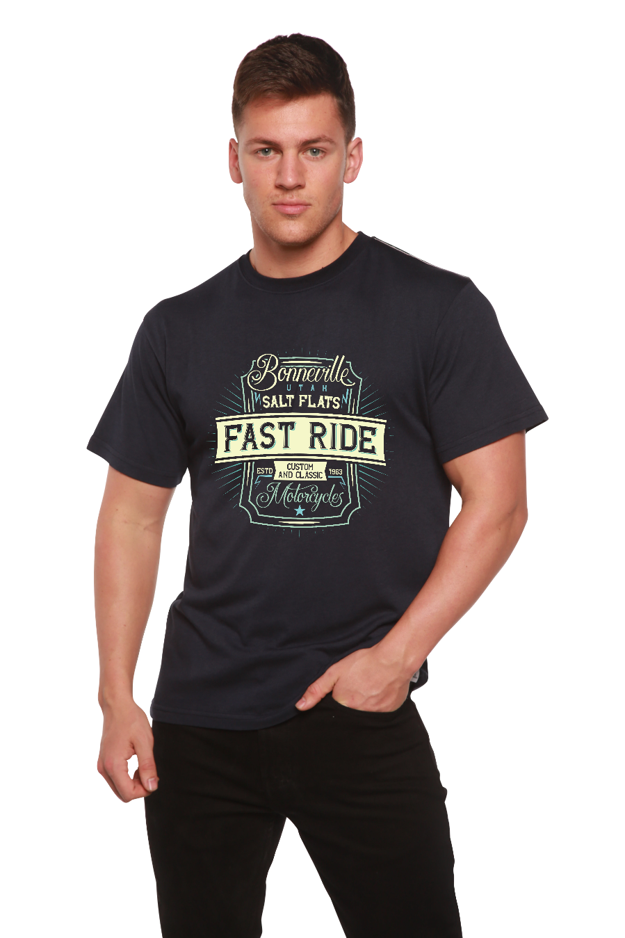 Fast Ride men's bamboo and organic cotton short sleeve graphic t-shirt