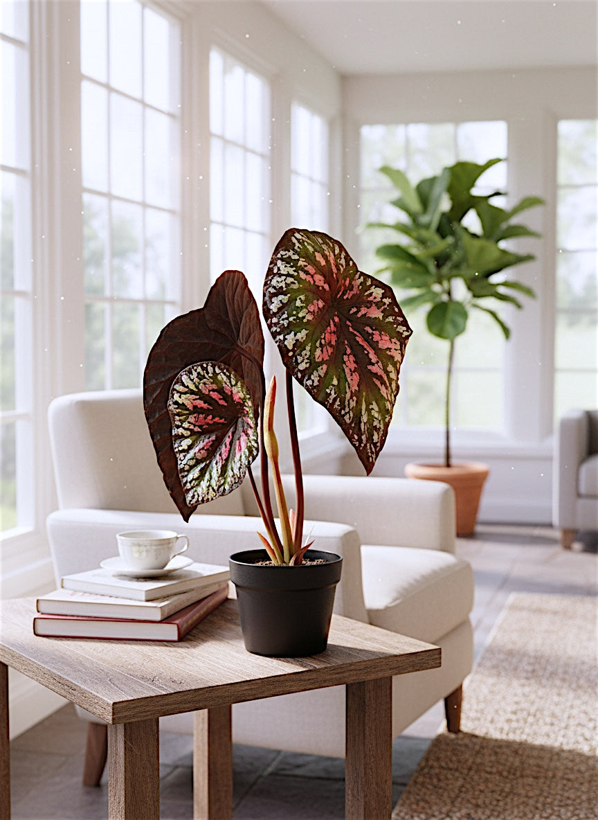 Potted Faux Begonia Plant by Rust & Cinder