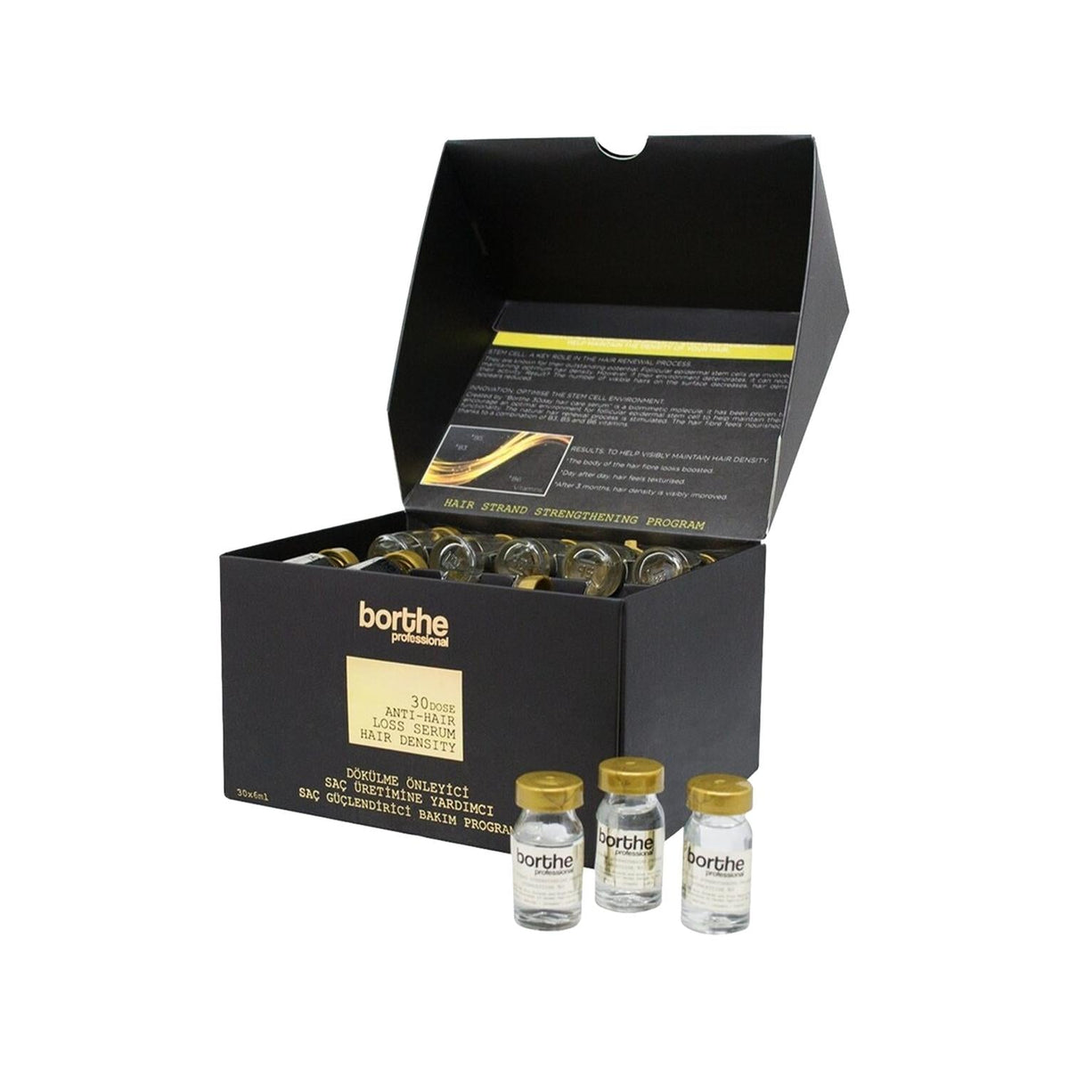 Borthe Professional Hair Strengthening Serum Care Program 30x6 ml - Nourishing Hair Care for Damaged Hair by Beauty Care Bag