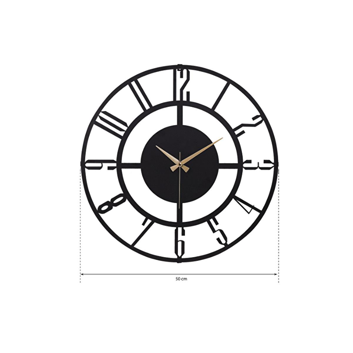 Muyika 50cm Metal Black Wall Clock - Silent Sweep Mechanism, Modern Decor by Beauty Care Bag