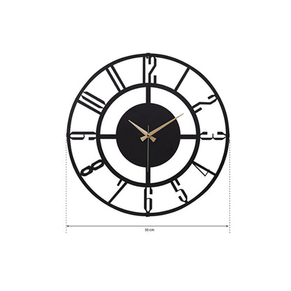 Muyika 50cm Metal Black Wall Clock - Silent Sweep Mechanism, Modern Decor by Beauty Care Bag
