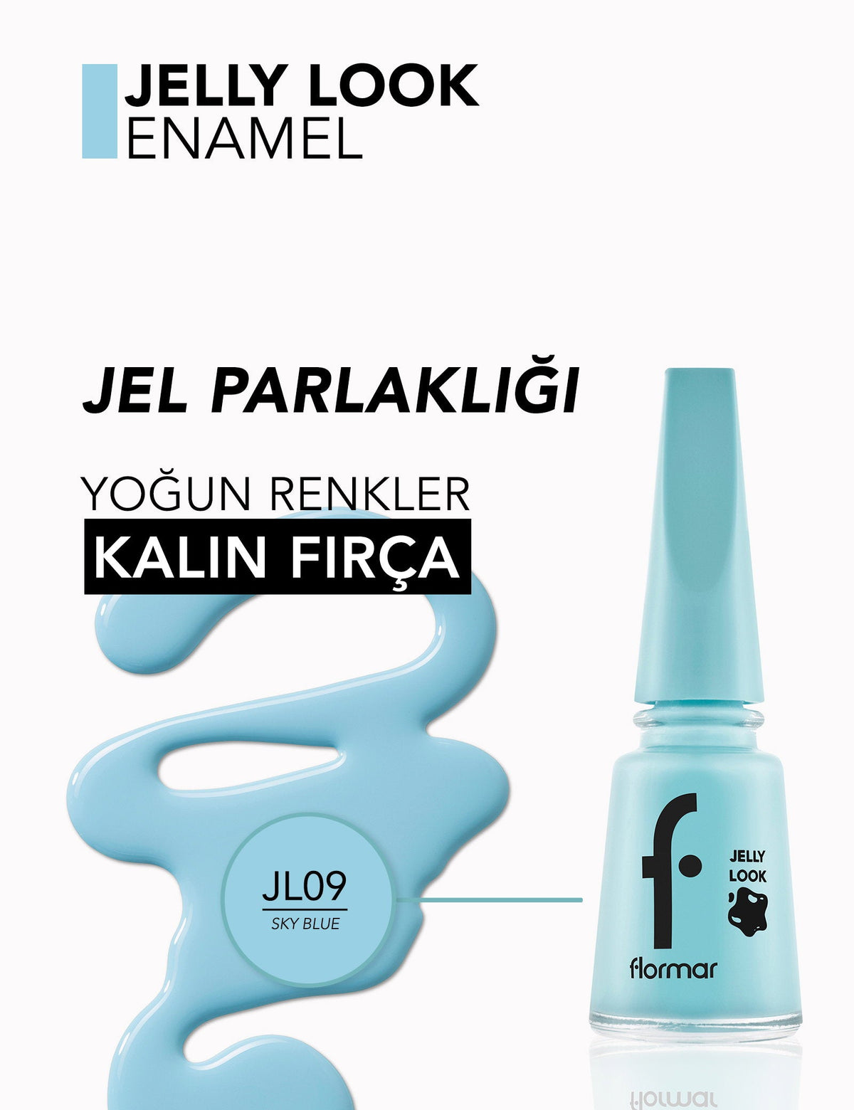 Flormar Jelly Look Gel-Shine Nail Polish JL09 Sky Blue by Beauty Care Bag