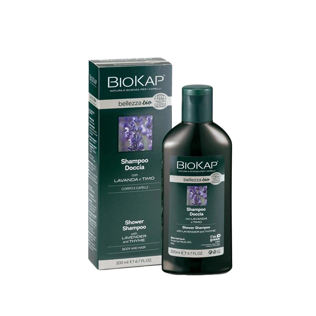 Biokap Bellezza Bio Shower Shampoo - 2-in-1 Shower Gel and Shampoo for Sensitive Skin, Natural & Organic Ingredients, 6.76 fl oz by Beauty Care Bag