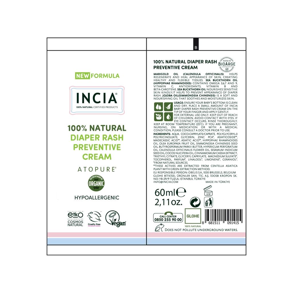 Incia Natural Baby Diaper Gel Cream for Sensitive Skin 60 ml by Beauty Care Bag