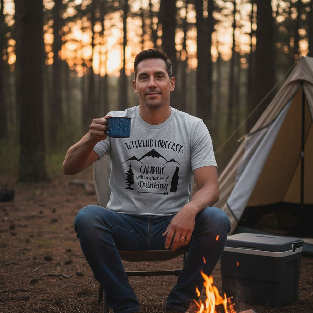 Hunting Gift for Men - Hunting with a chance of Drinking T-shirt - Funny Mens Shirt by Joyful Moose
