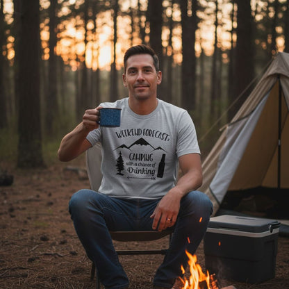 Hunting Gift for Men - Hunting with a chance of Drinking T-shirt - Funny Mens Shirt by Joyful Moose