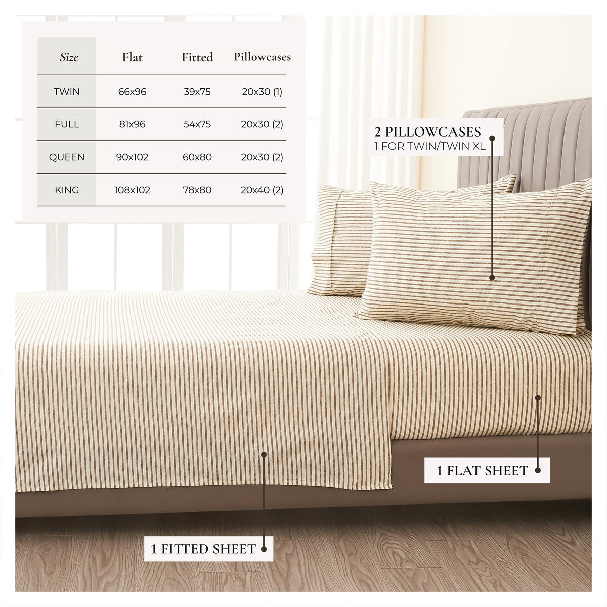 Striped Sheet Set - Evette Collection by Great Bay Home