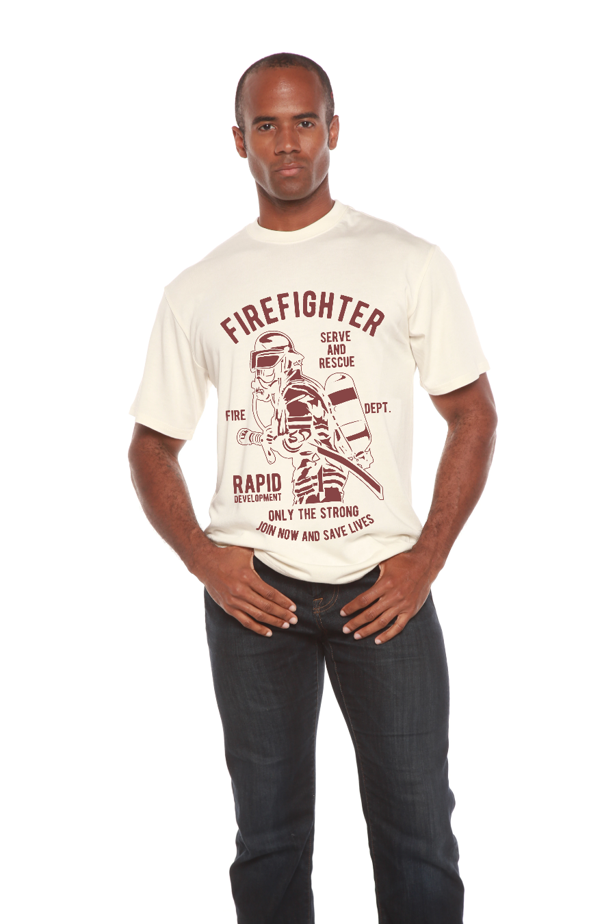 Firefighter Dept men's short sleeve graphic T-shirt in bamboo viscose and organic cotton
