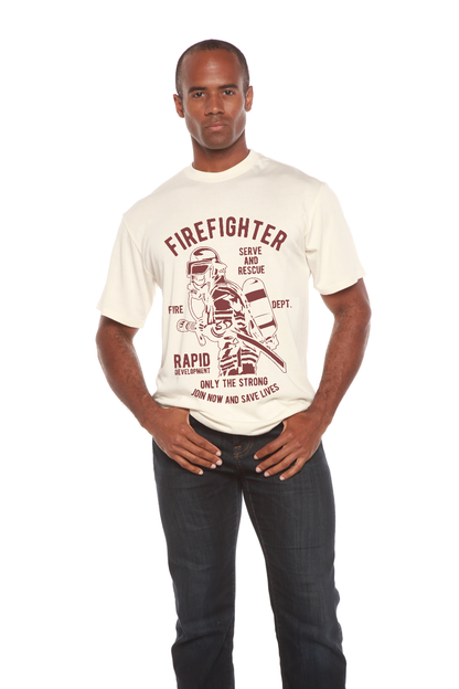 Firefighter Dept men's short sleeve graphic T-shirt in bamboo viscose and organic cotton