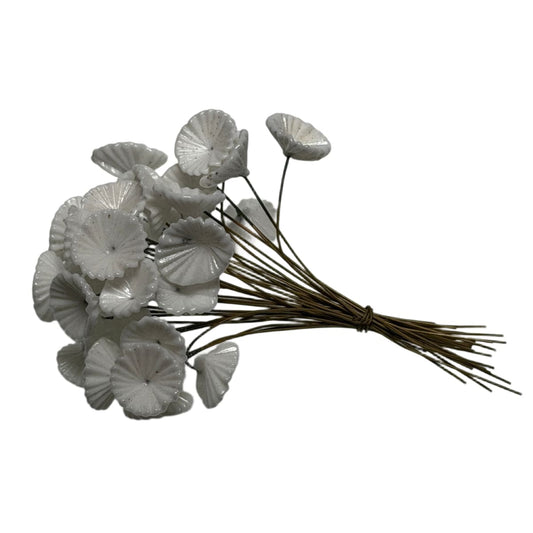 Vintage Czech Glass Flower Stamens - White Pressed Glass with Wire Stems 90mm - Individual Floral Components by Continental Bead Suppliers