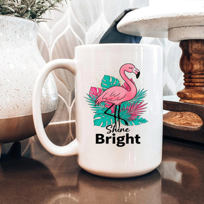 Flamingo Shine Bright Mug – Tropical Coffee Mug | Cute Flamingo Cup, Dishwasher SafeTorqelo.com