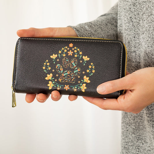 Floral Paw Zip Around WalletClutch & Wallets & Coin BagsTorqelo.com