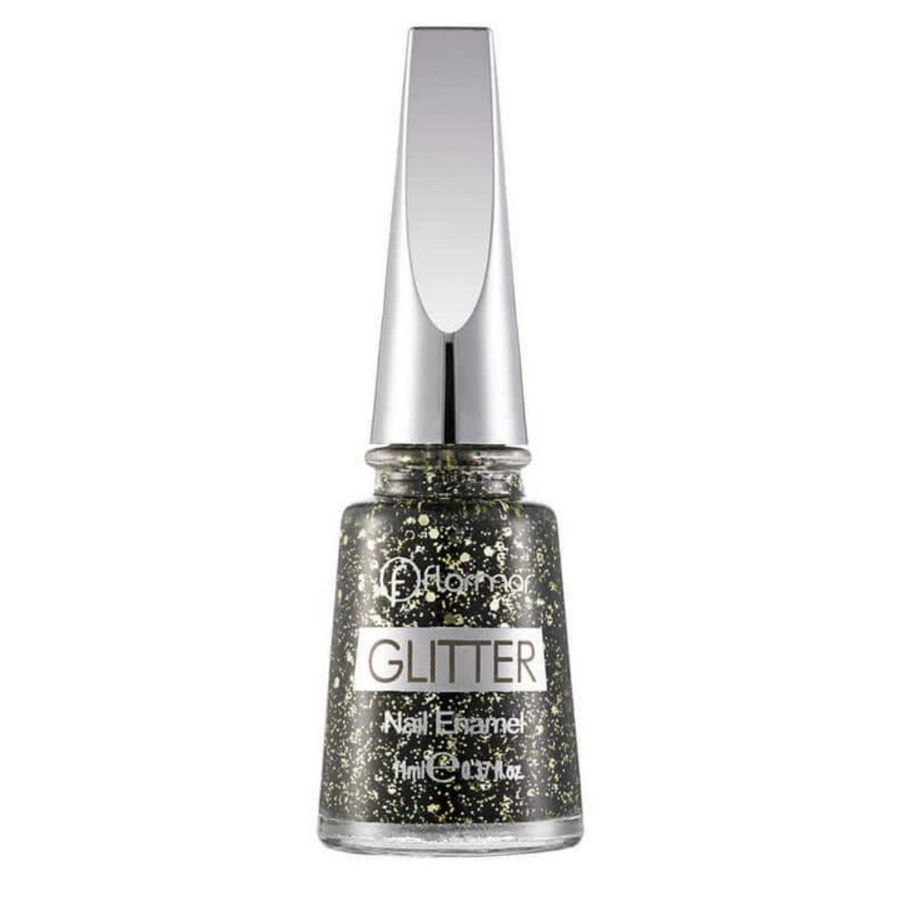 Flormar Glitter Nail Enamel GL05 Black Diamonds 11ml by Beauty Care Bag