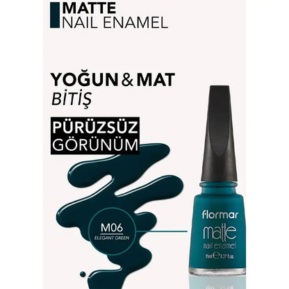 Flormar Matte Nail Polish in M06 Elegant Green 11ml by Beauty Care Bag