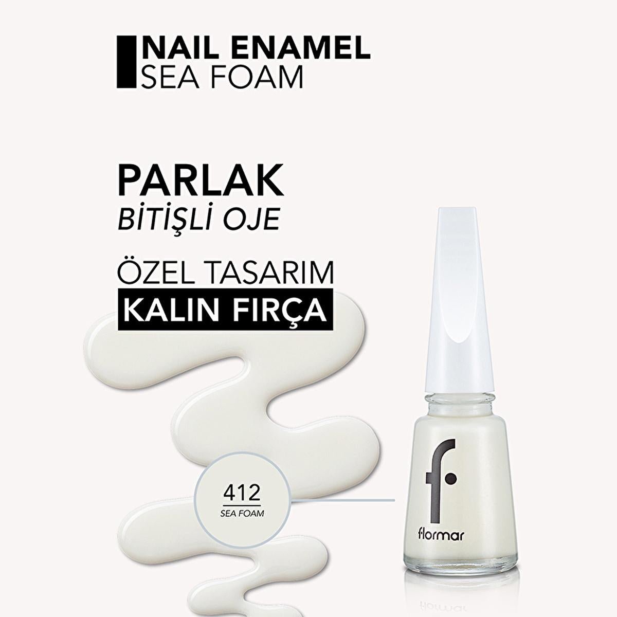 Flormar Nail Enamel - Long-Lasting, Nourishing Nail Polish with Magnesium & Calcium - 412 Sea FoamNail PolishTorqelo.com