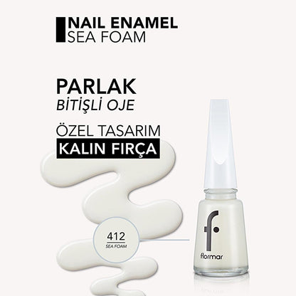 Flormar Nail Enamel - Long-Lasting, Nourishing Nail Polish with Magnesium & Calcium - 412 Sea FoamNail PolishTorqelo.com