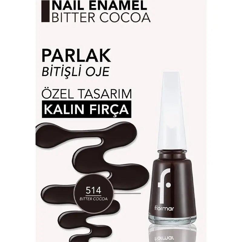 Flormar Nail Enamel Glossy Nail Polish 514 Bitter Cocoa 11ml by Beauty Care Bag