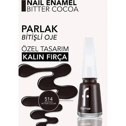 Flormar Nail Enamel Glossy Nail Polish 514 Bitter Cocoa 11ml by Beauty Care Bag