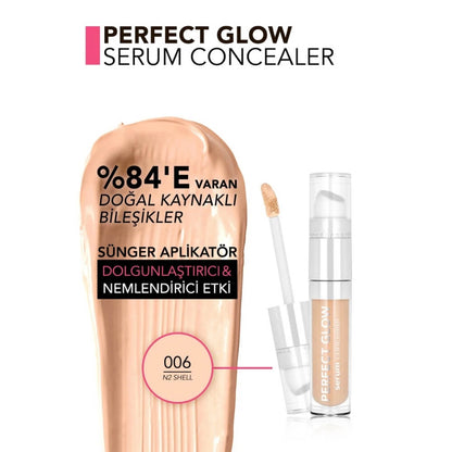 Flormar Perfect Glow Serum Concealer 006 N2 Shell 5ml by Beauty Care Bag