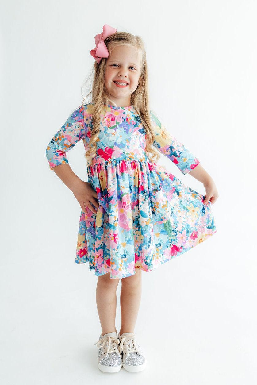 Flower Market 3/4 Sleeve Pocket Twirl DressTwirl Dress - 3/4 - PocketTorqelo.com