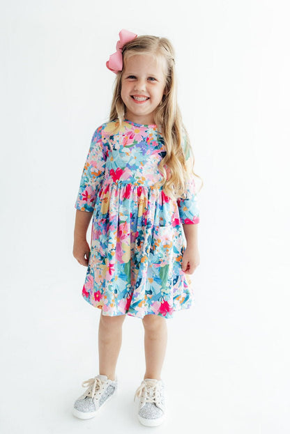 Flower Market 3/4 Sleeve Pocket Twirl DressTwirl Dress - 3/4 - PocketTorqelo.com
