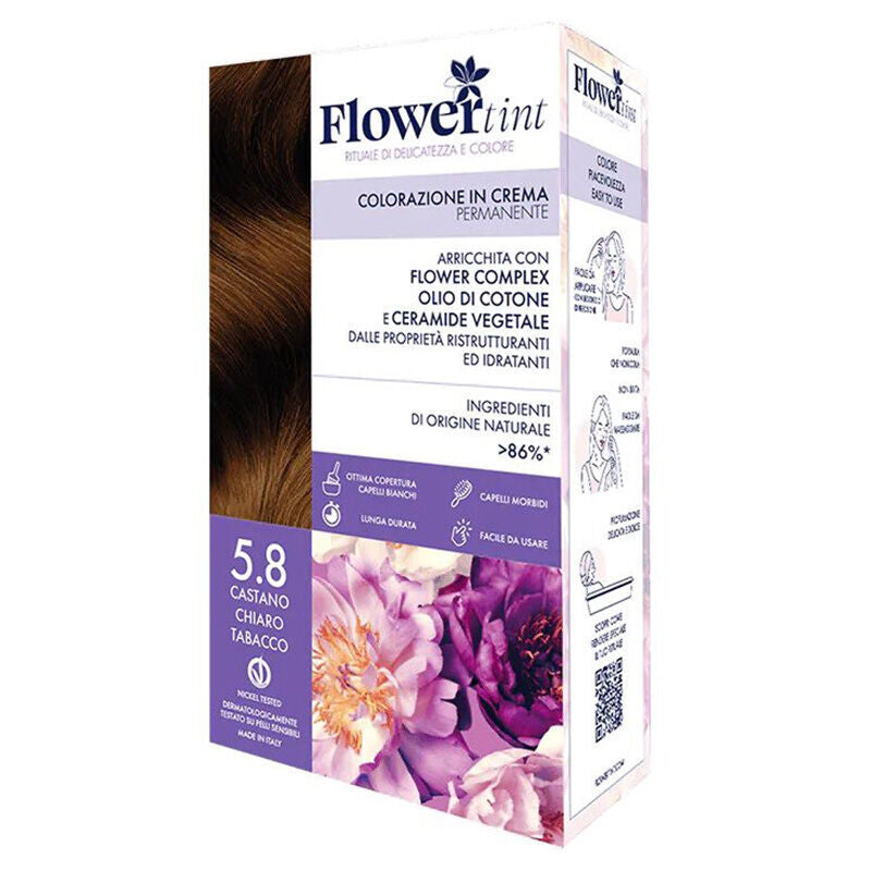 Flowertint Cream Hair Color Kit 5.8 Light Tobacco Brown 140ml by Beauty Care Bag