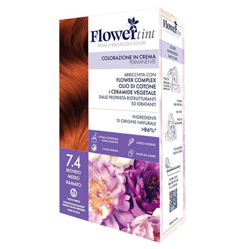 Flowertint Hair Color Cream Kit 7.4 Medium Auburn Blonde by Beauty Care Bag