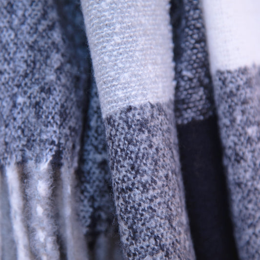 Fluffy Plaid Tassel Trim ScarfScarves & BandanasTorqelo.com