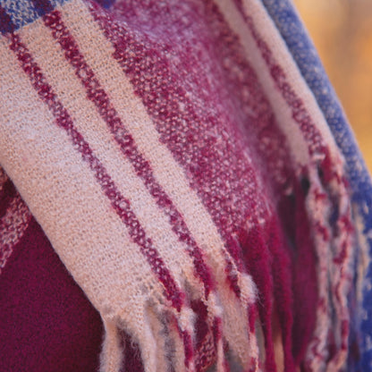 Fluffy Plaid Tassel Trim ScarfScarves & BandanasTorqelo.com