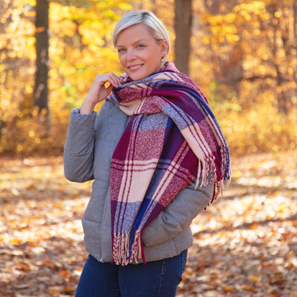 Fluffy Plaid Tassel Trim ScarfScarves & BandanasTorqelo.com
