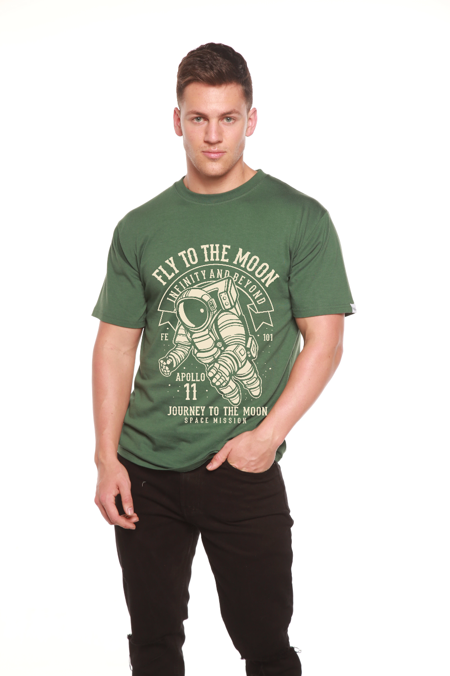 Fly to the Moon men's bamboo graphic T-shirt – view 9
