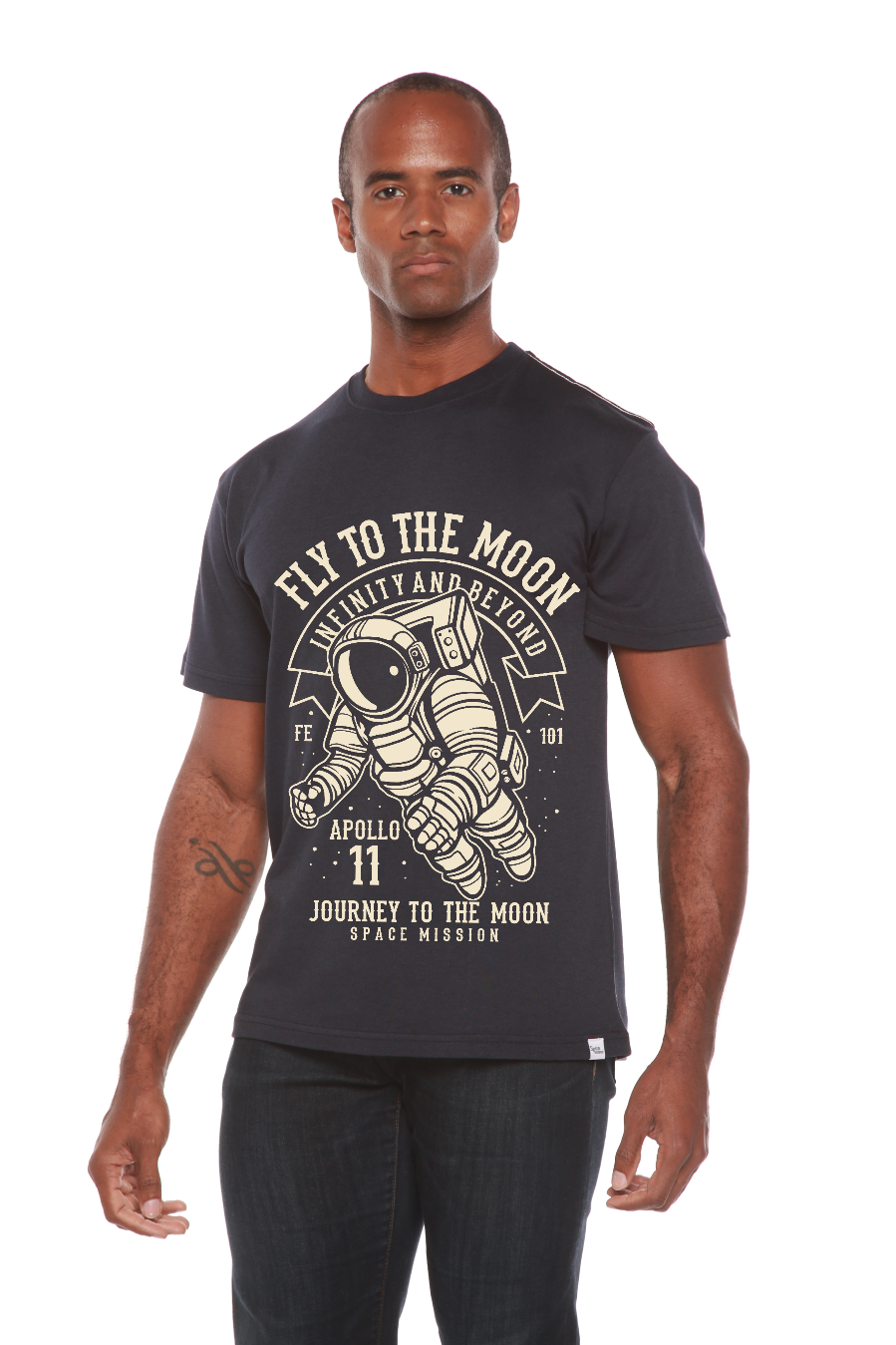 Fly to the Moon men's short sleeve graphic T-shirt in bamboo viscose and organic cotton