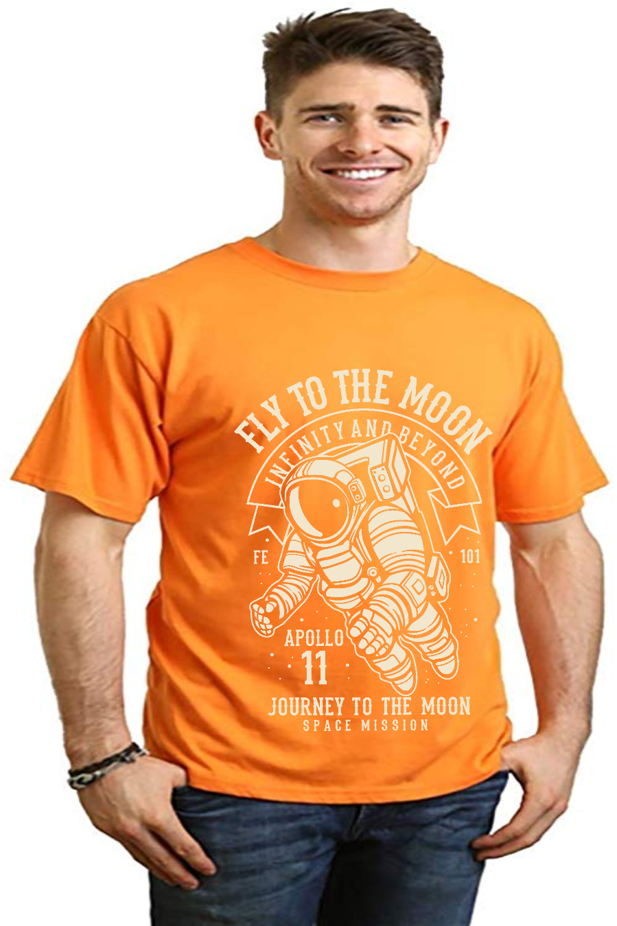 Fly to the Moon men's bamboo graphic T-shirt – view 8
