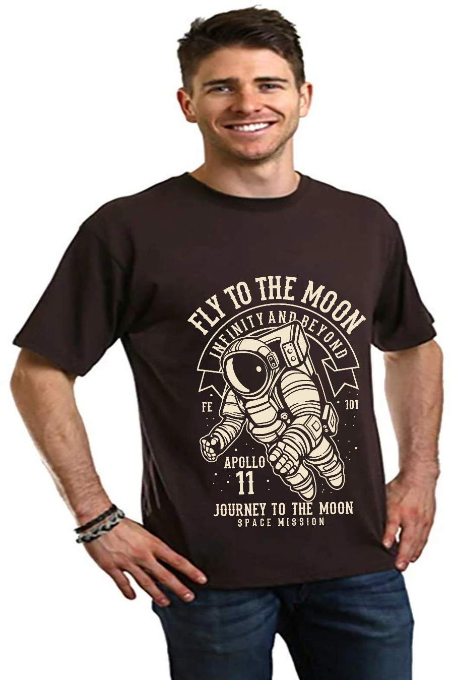 Fly to the Moon men's bamboo graphic T-shirt – view 4