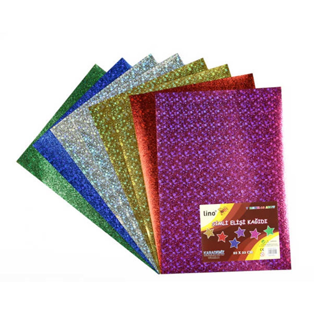 Lino Handmade Craft Paper - 7 Colors, Textured & Sparkly, 10 Sheets (9.06 x 12.99 inches) by Beauty Care Bag
