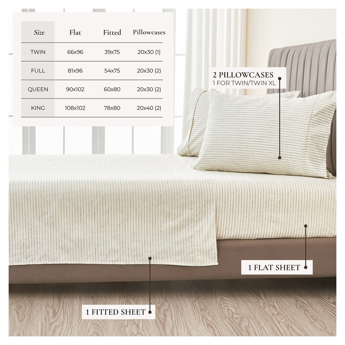 Striped Sheet Set - Evette Collection by Great Bay Home