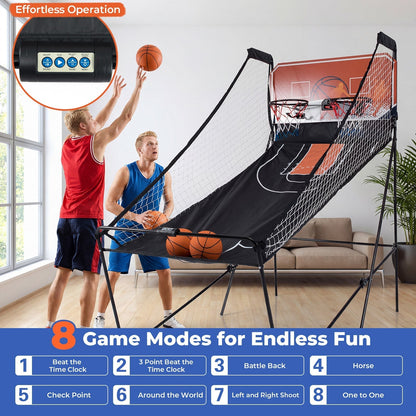 Foldable Basketball Arcade Game Kids Basketball Hoop Machine with 8 Exciting Playing ModesTorqelo.com