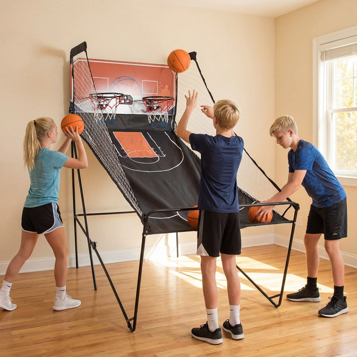 Foldable Basketball Arcade Game Kids Basketball Hoop Machine with 8 Exciting Playing ModesTorqelo.com