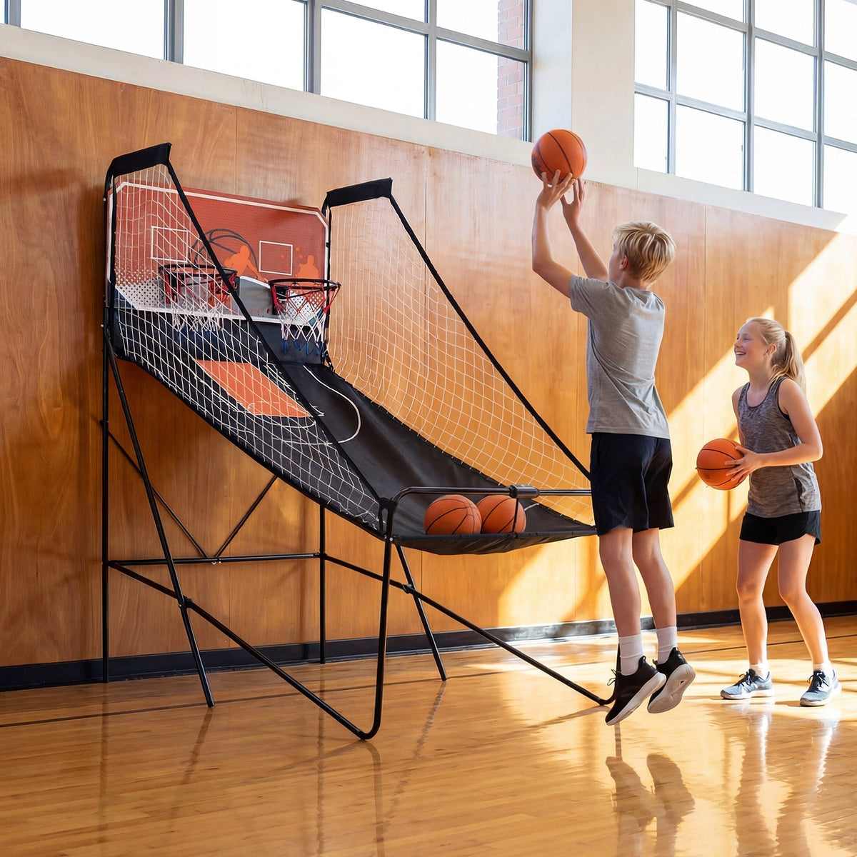 Foldable Basketball Arcade Game Kids Basketball Hoop Machine with 8 Exciting Playing ModesTorqelo.com