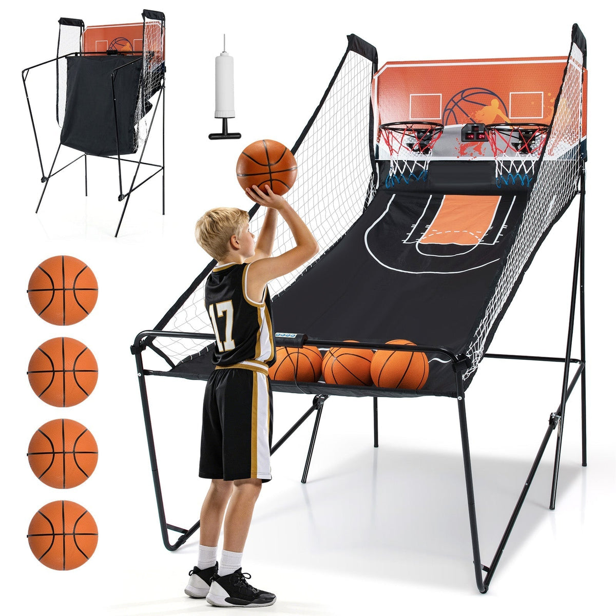 Foldable Basketball Arcade Game Kids Basketball Hoop Machine with 8 Exciting Playing ModesTorqelo.com