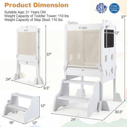 Foldable Toddler Step Stool with Chalkboards 2-Step StoolTorqelo.com