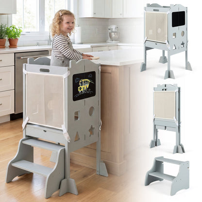 Foldable Toddler Step Stool with Chalkboards 2-Step StoolTorqelo.com