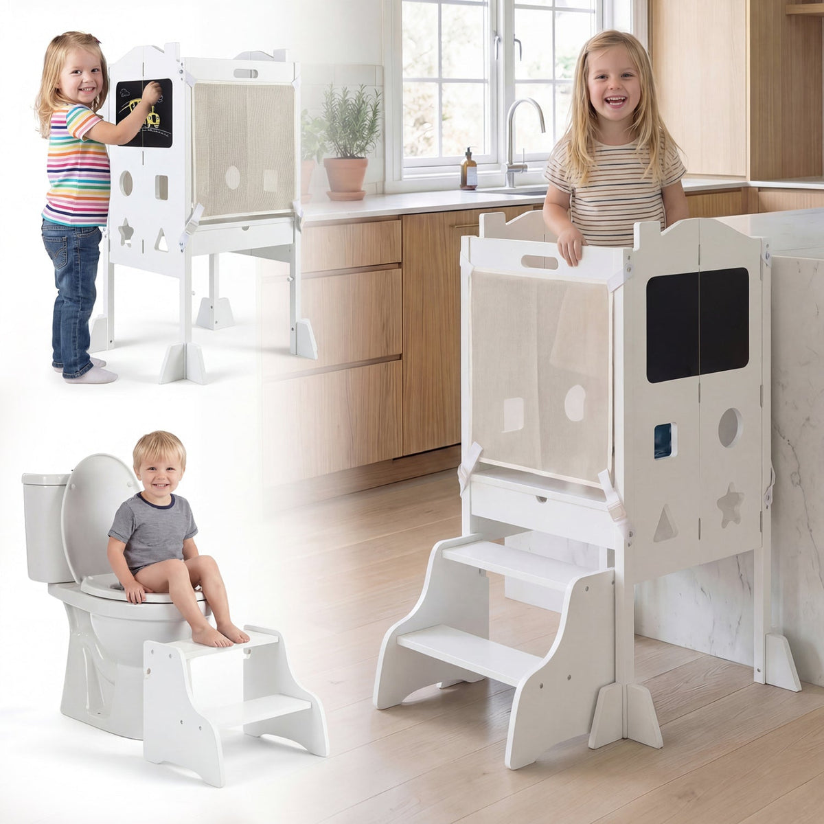 Foldable Toddler Step Stool with Chalkboards 2-Step StoolTorqelo.com