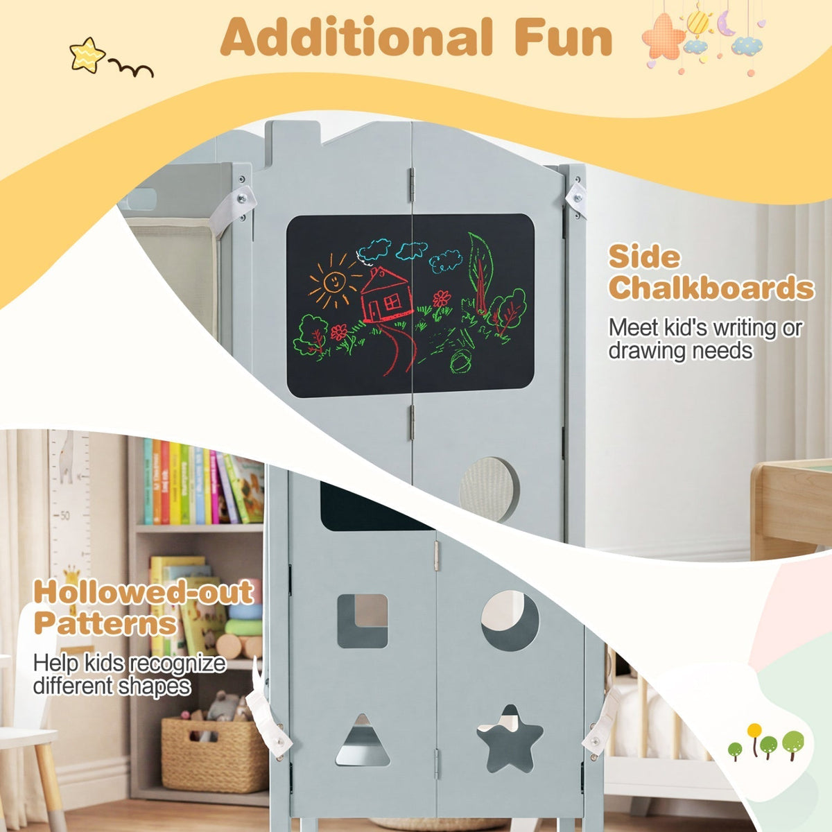 Foldable Toddler Step Stool with Chalkboards 2-Step StoolTorqelo.com