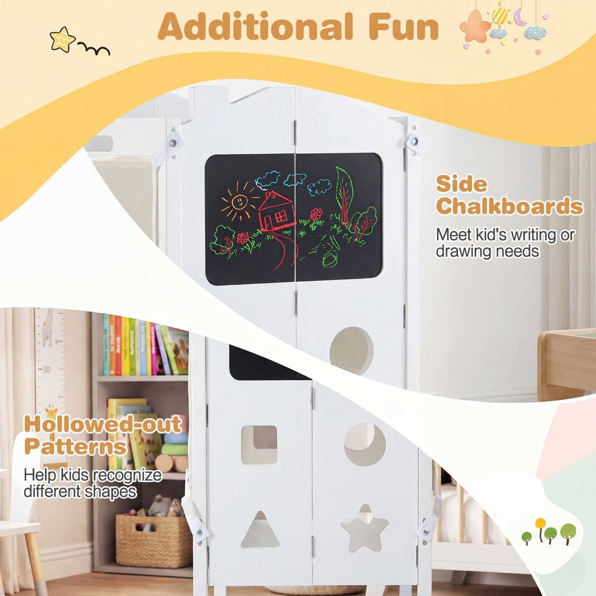 Foldable Toddler Step Stool with Chalkboards 2-Step StoolTorqelo.com