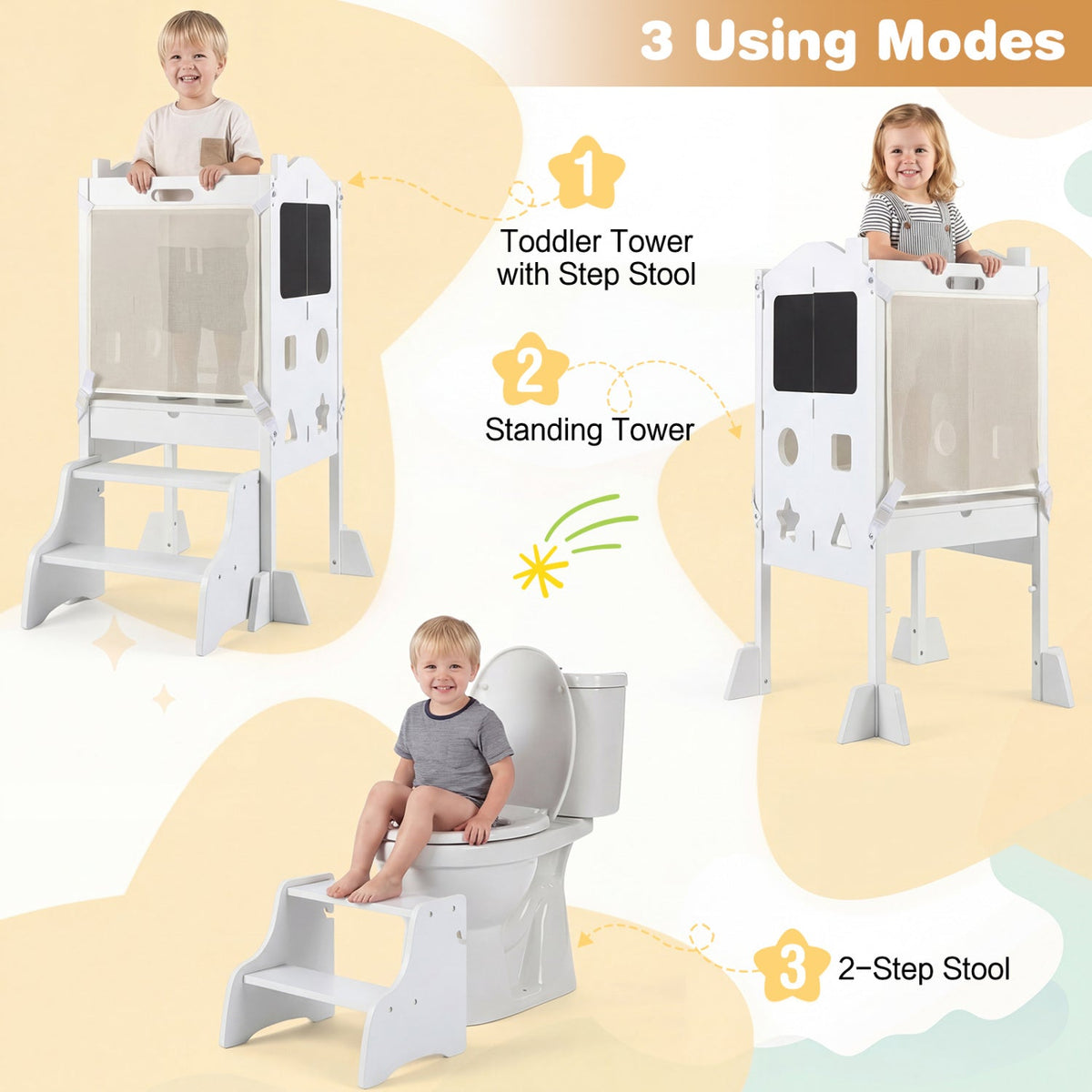 Foldable Toddler Step Stool with Chalkboards 2-Step StoolTorqelo.com